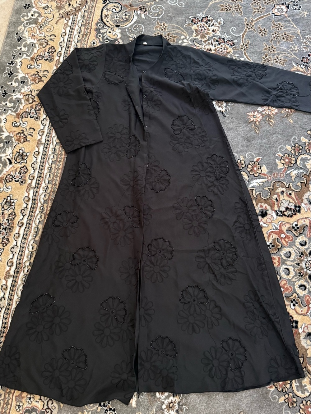 Black Floral Abaya